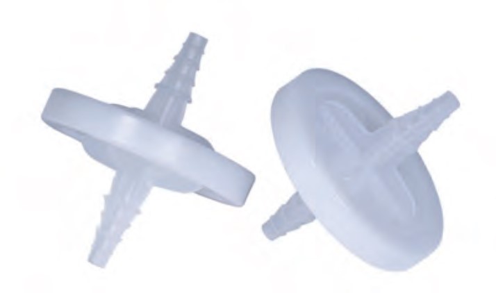 PTFE Vent Filter Membrane: PTFE,  Pore size: 0.2 µm,  Diameter: 50 mm, Sterile,  w/ HB inlet and outlet