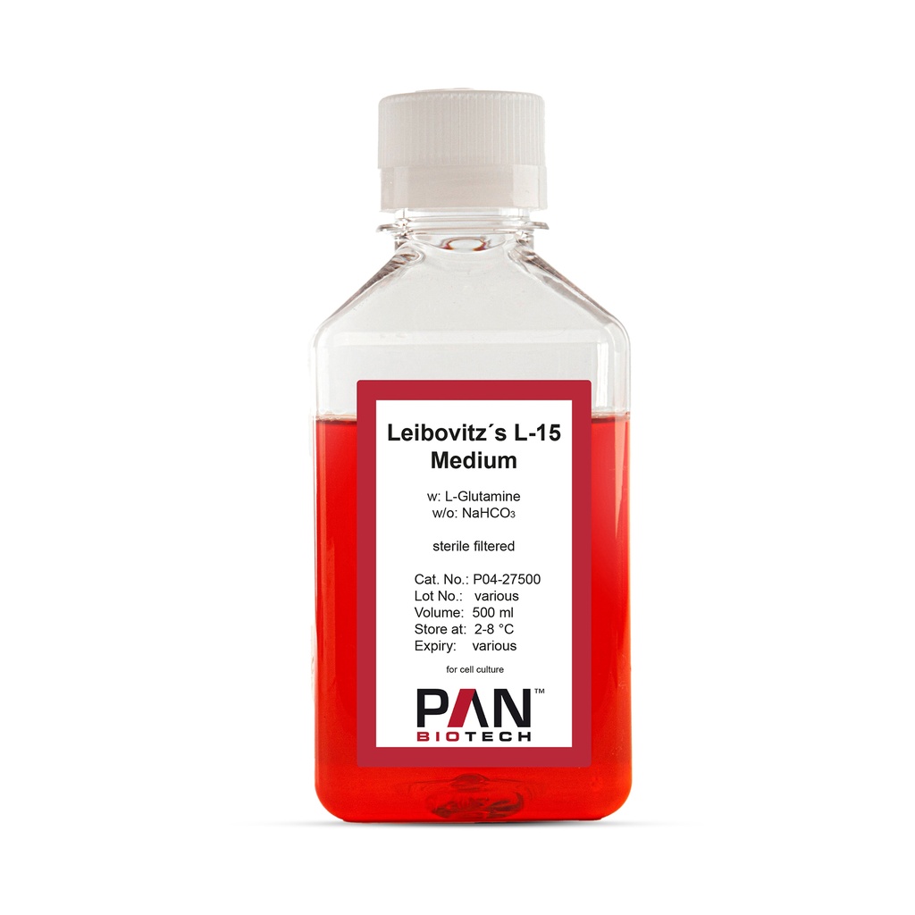 Leibovitz´s L-15 Medium, w: L-Glutamine, w/o: NaHCO3, 500 ml