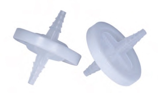 PTFE Vent Filter Membrane: PTFE,  Pore size: 0.2 µm,  Diameter: 50 mm, Autoclavable,  w/ HB inlet and outlet [VPTS12AHH]