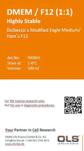 [990801] DMEM/F12 (1:1), Dubelcco´s Modified Eagle Medium/Ham´s F12, Highly Stable L-Glu