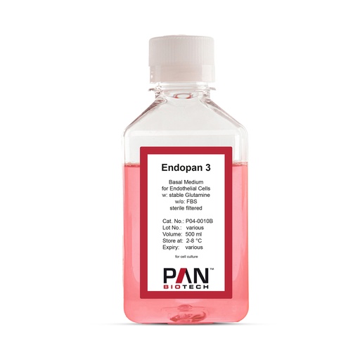 [P04-0010B] Endopan 3 Basal Medium for Endothelial Cells, suitable for all Endopan Kits, 500 ml