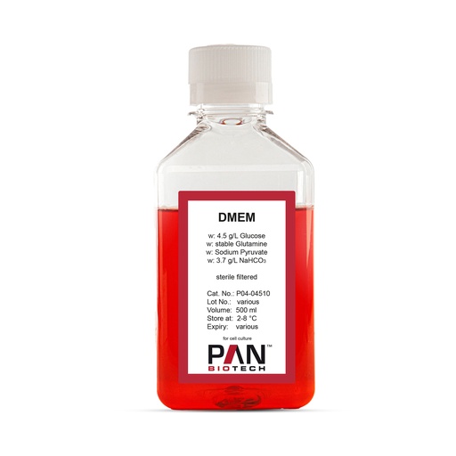 [P04-04510] DMEM, w: 4.5 g/L Glucose, w: stable Glutamine, w: Sodium pyruvate, w: 3.7 g/L NaHCO3, 500 ml
